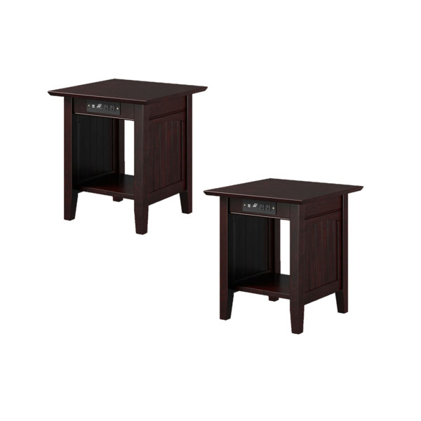 Wildon Home® Carbonville Solid Wood End Table Set and BuiltIn Outlets